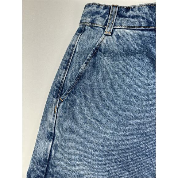 NEW Zara Skort Womens S Small Black Skirt High Rise Denim Dark Wash Button Fly - Picture 5 of 9